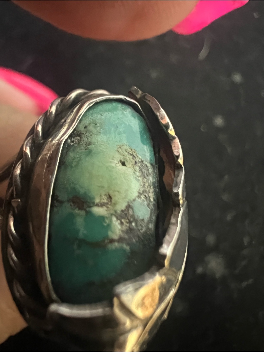 925 STERLING SILVER NATIVE TURQUOISE RING.  VINTAGE - Picture 8 of 10